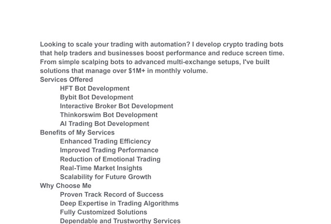 develop arbitrage bot, bybit trading bot, grid bot, copy trading bot with python